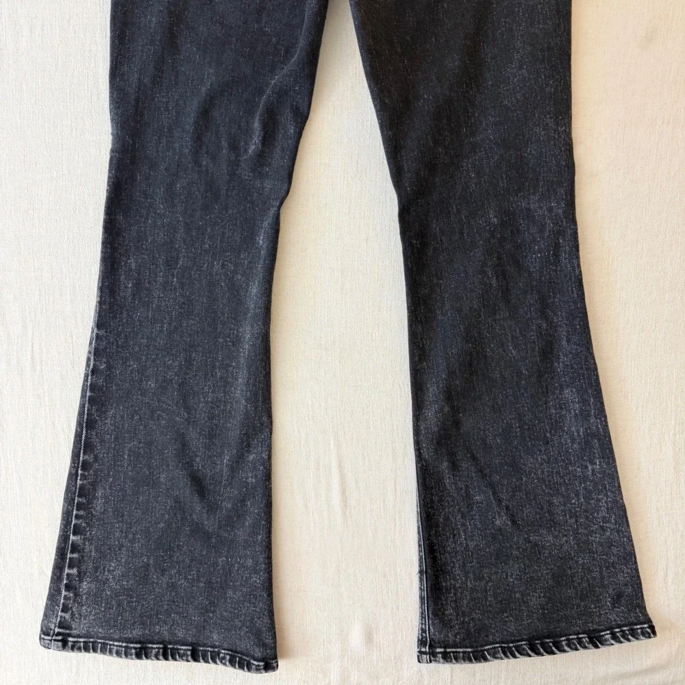 KanCan Amirah Ultra High Rise Flare Jeans 15/31 Black Acid Wash Y2K